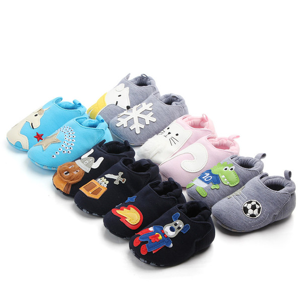 Infant Prewalker Shoes Baby Fur Floor Shoe Cartoon Unicorn Bear Soft Sole First Walkers Girl Boy Cotton cloth shoes GGA1825