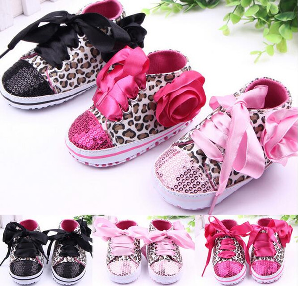 Toddler Baby Girls Shoes Floral Leopard Sequin Infant Soft Sole First Walker Cotton Shoes G295