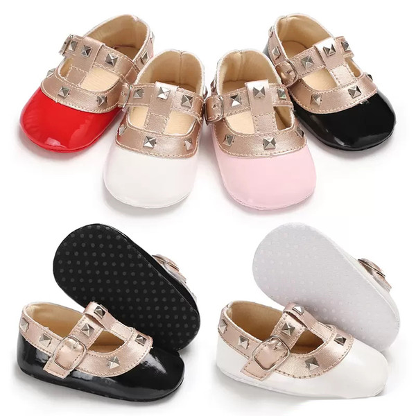 Baby Girls Rivets fashion princess shoes Cute infants mary jane first walkers 4 colors 3 sizes 0-1T