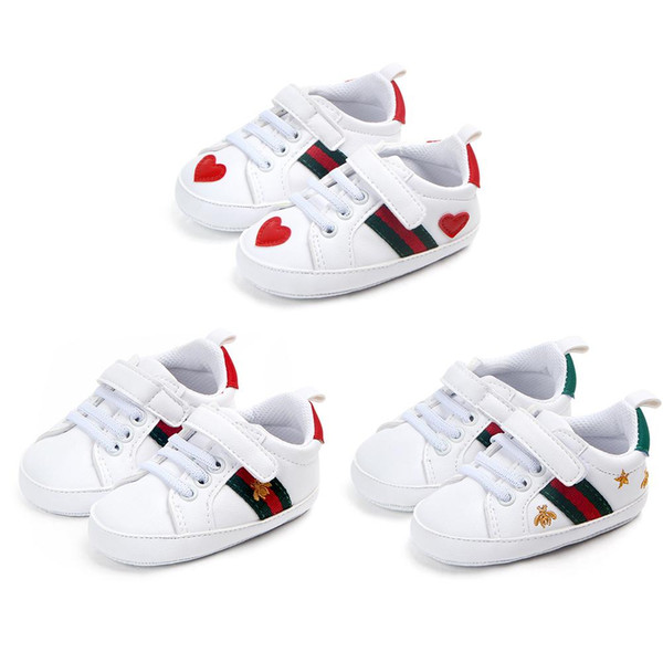 1 Pair Baby Toddler Shoes White Shoes Soft-soled Anti-skid baby boy girl for 0-18M