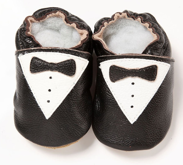 2015 Genuine Leather Baby Boys Shoes Bowties First Walkers Soft NewBorn Training Shoe Prewalker Free Shipping