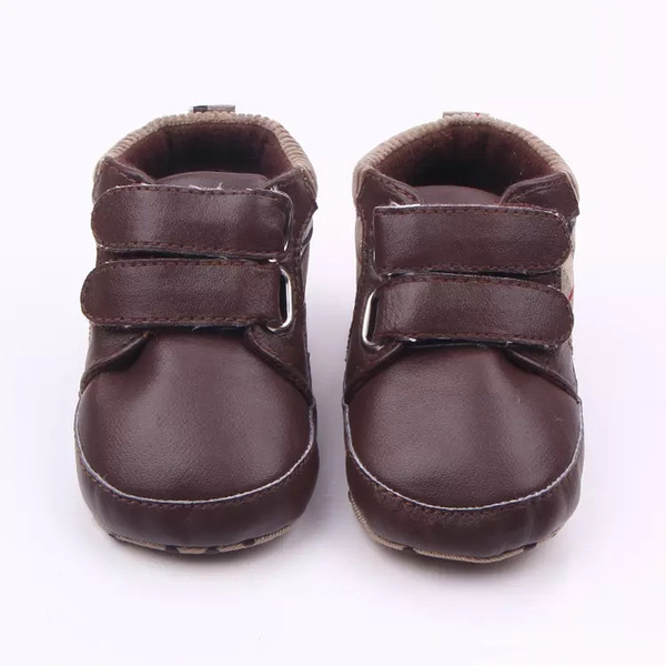 2019 NEW Classic Children Baby Kids Boy Girl Floor Shoes Autumn Fashion PU Plaid Non-Slip Soft Toddlers First Walkers