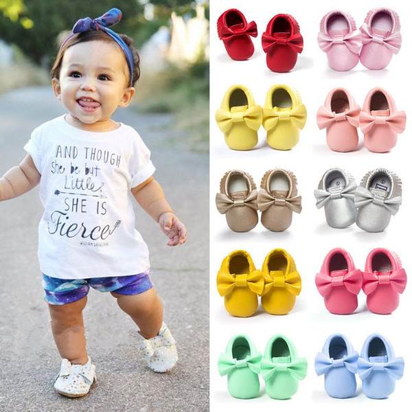 Handmade Soft Bottom Fashion Tassels Baby Moccasin Newborn Babies Shoes 14-colors PU leather Prewalkers Boots