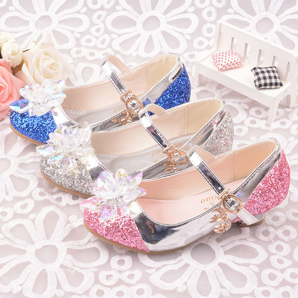 Kids Designer Shoes Summer New Fashion Cinderella Crystal shoes Princess Thin Shoe With Sequin Heels And Crystal Princess Sandals Dance Shoe