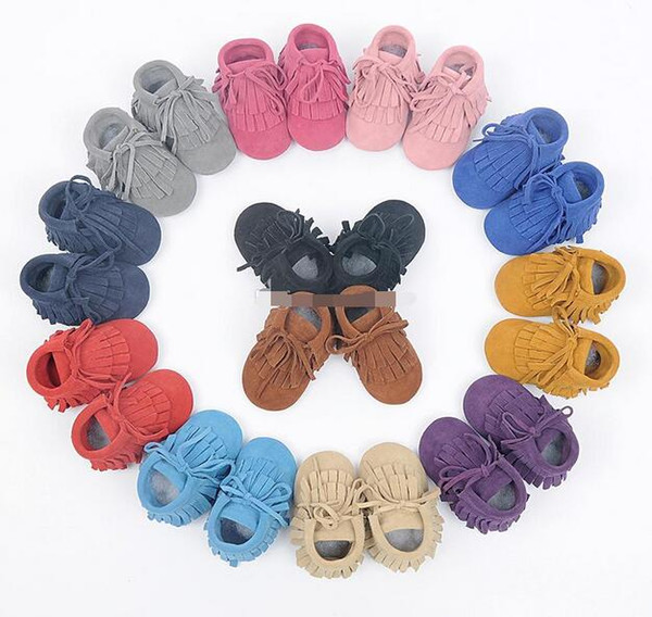 Baby moccasins soft sole 100% genuine leather first walker shoes Solid Color baby leather newborn shoes Tassels maccasions boot/bootie