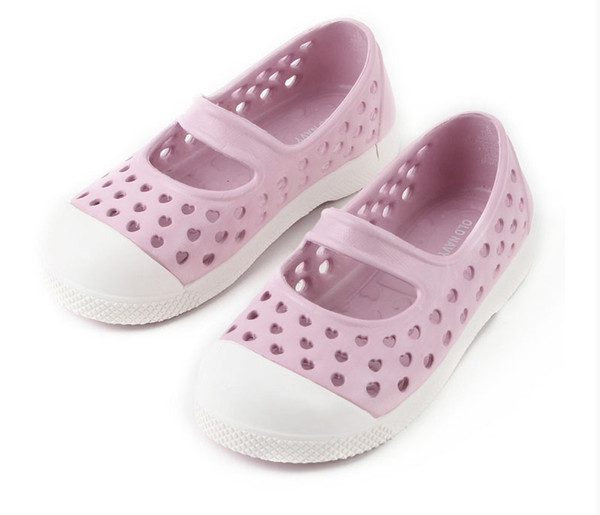 Girl children flat shoes summer breathable shoes hole shoes navy sweet wind two color ribbon boxes