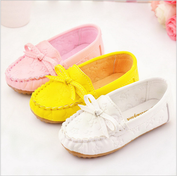 Hot sale 2019 spring autumn new fashion bow loafers flats pu doug princess shoes for girls kids soft cow muscle 3 colors 5.5-12