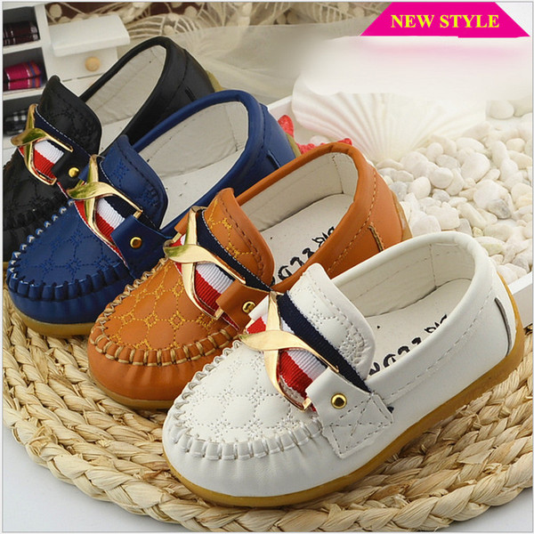 Free shipping 2019 spring autumn new fashion casual loafers flats pu shoes kids child boys cow muscle 4 colors 21-30