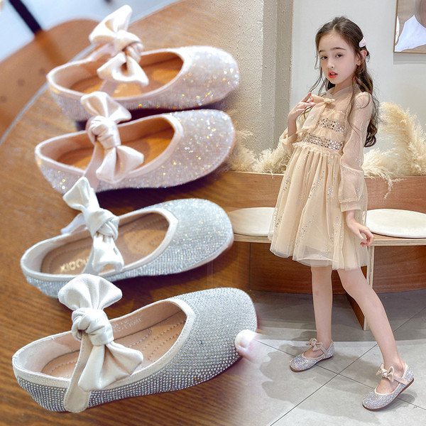 AAdct princess little girls shoes 2020 spring soft sole kids flat shoes for girls Rhinestone Brand new