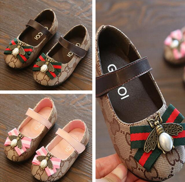 2019 luxury shoes bow beef tendon shoes girls shoes spring and autumn children's gifts free shipping 413