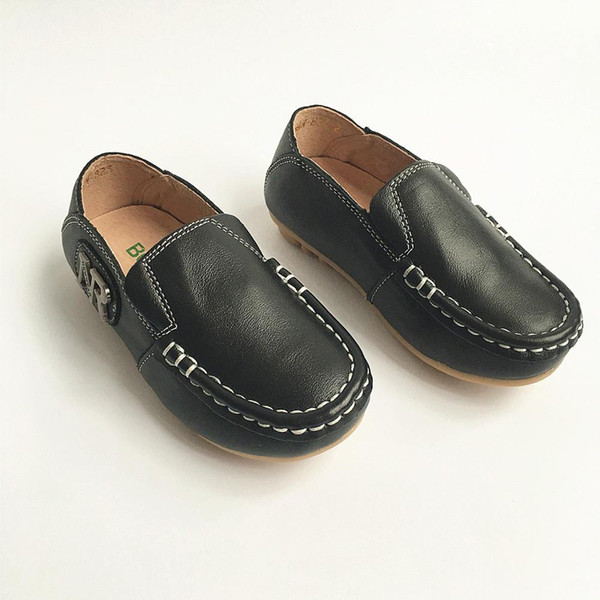 Flat shoes Genuine Leather Boys Leather shoes Fashion Children's moccasin-gommino Shoes Boys school Non-slip Children Sneaker