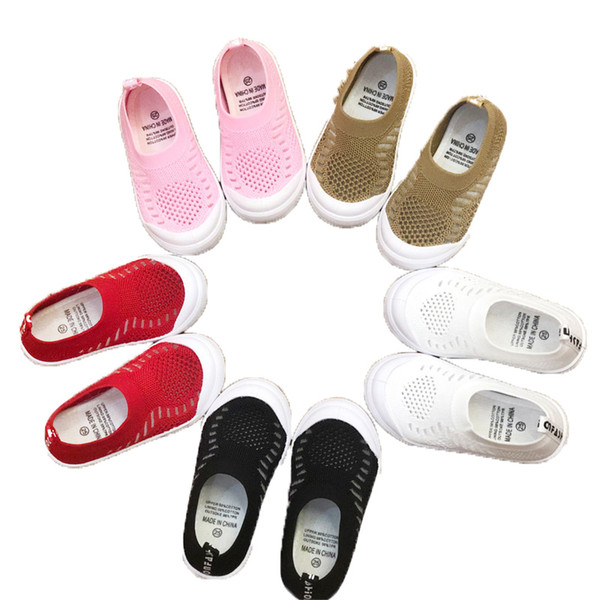 Kids Summer Flat Shoes Woven Fabrics Solid Color Knitted Socks Shoe Breathable Slip-On Baby Shoes Elastic Sleeves Kids Shoes