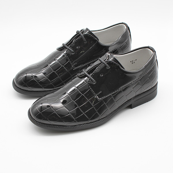 Boys Dress Shoes Toddler Youth Kids Lace Up Closed Toe Derby Black Stone Pattern Formal shoes