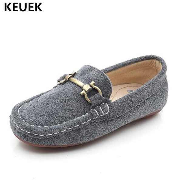 New British style Nubuck Leather Children Shoes Loafers Boys Girls Genuine Leather Shoes Kids Flat Baby Casual Dress 041