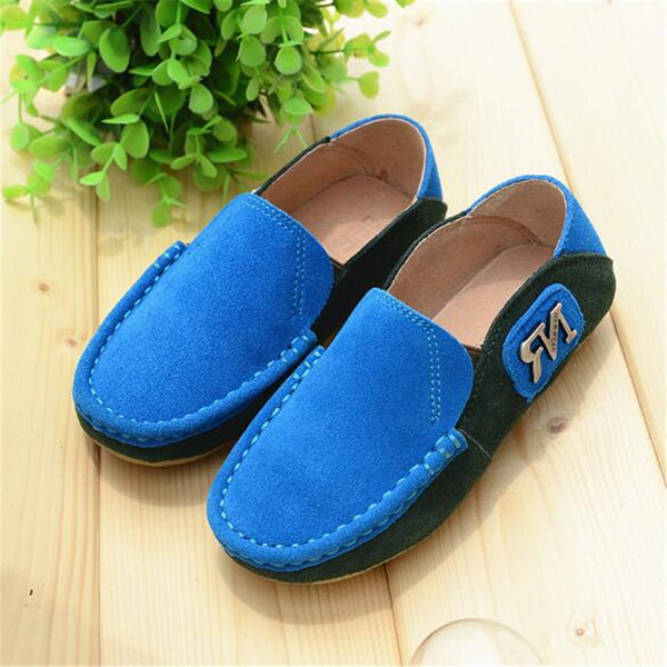 New Children Shoes Cowhide Nubuck Genuine Leather Boys Shoes Baby Toddler Casual Moccasins Student Loafers Kids Single 02A