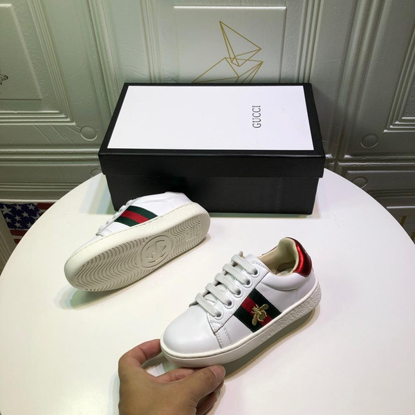 Kids Designer Sneakers Girls Luxury Bees Embroidery Printing Flat Shoes Boys Heterochromatic Skateboard Shoes EUR 25-35 2020 Spring