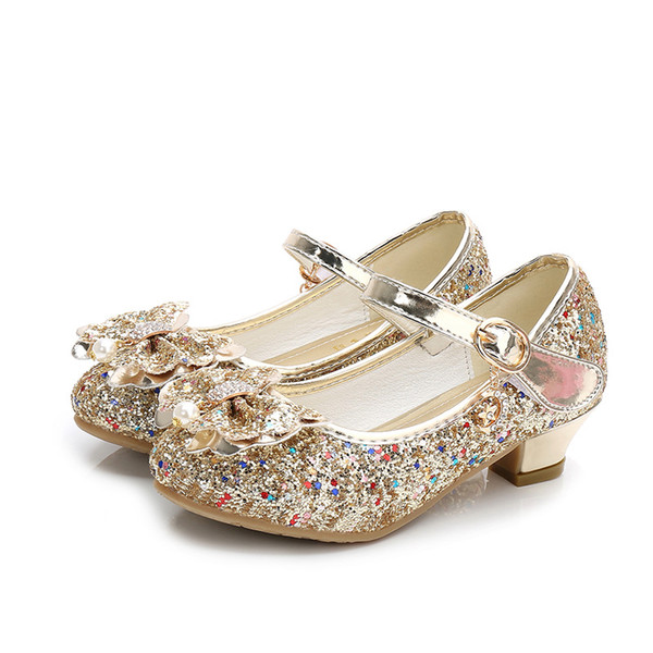 ULKNN Autumn Baby Girls Shoes For Children Princess Butterfly Flower Pearl Glitter Casual Leather Kids Shoes Purple Pink Gold