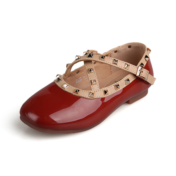 AAdct 2020 princess girls shoes flats spring autumn new little kids shoes for girls soft sole rivet children shoes