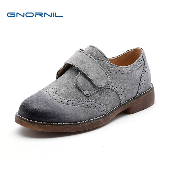 GNORNIL Brand Children Shoes Genuine Leather Boys Shoes 2018 Spring Fashion Casual Students Boy Dress Kids Sneakers