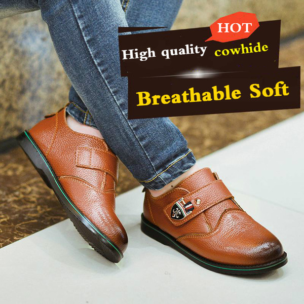 Boys Leather Shoes Children Genuine Leather School Wedding Oxford Party Shoes Kids Cowhide Etiquette Black Dress Student