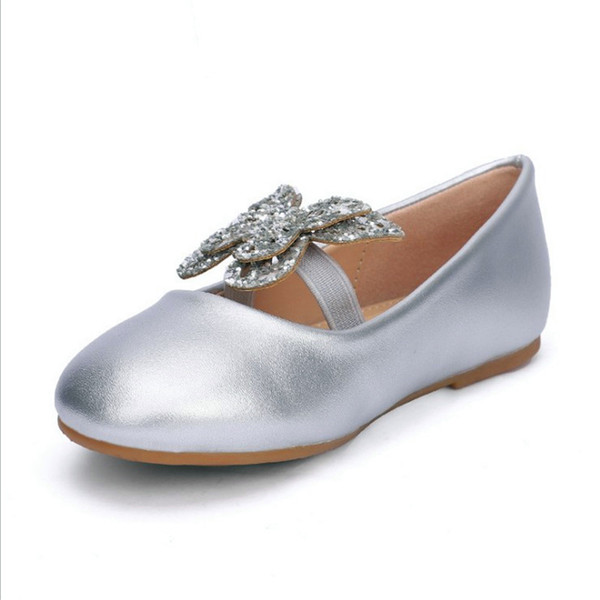 Girls Leather Shoes 2019Autumn New Princess Shoes for Kids Baby Single Butterfly-flower Girls Children 3-8 Years Old