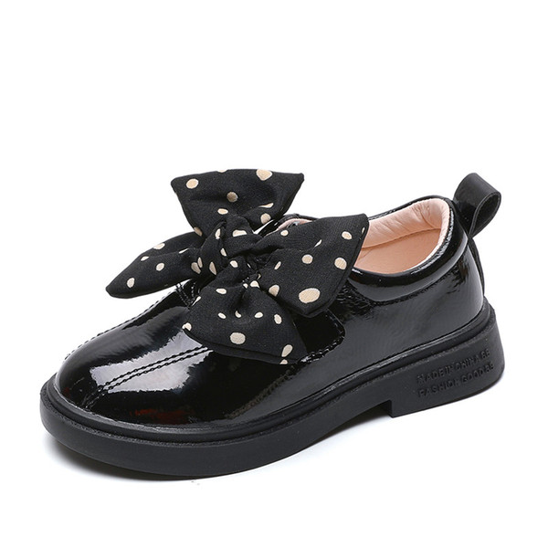 Girls leather shoes spring autumn models little girl fashion cute bow princess shoes Western style baby single soft bottom