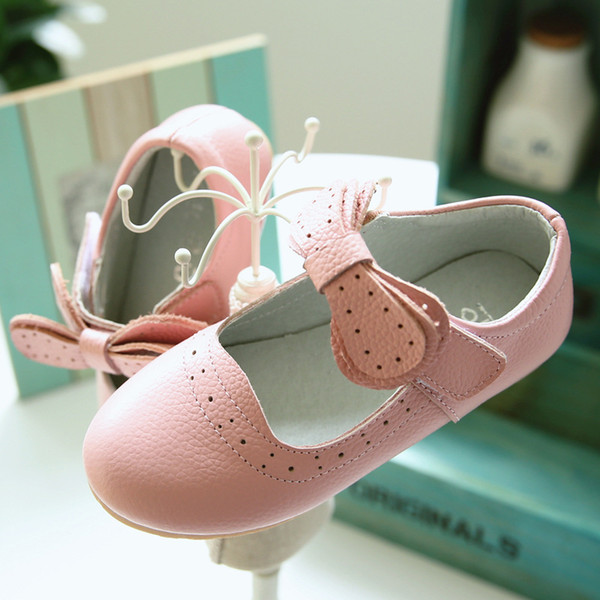 Girl shoes Fashion Kids Baby Girls Slip On Flats Party Round Toe Princess Bow Casual Leather Shoes
