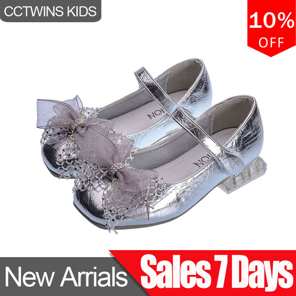 CCTWINS Kids Shoes 2019 Autumn Baby Fashion Shoe Girls Casual Bow Tie Flats Children Soft Rhinestone Black Shoe Mary Jane GH1747