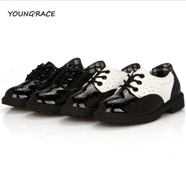 Wholesale-2019 Brand New Boys Formal Leather Shoes for Weddings England Style Kids Leather Dress Shoes Boys Brogue Wedding Shoes, S002