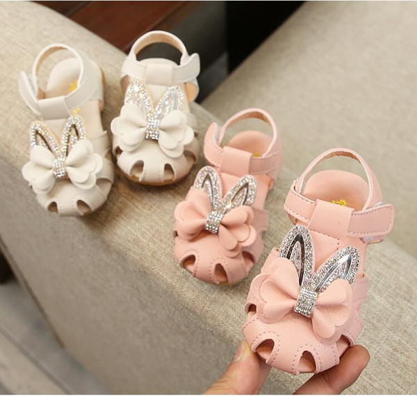 Girls Spring Autumn Toe cap Rabbit Sandals Kids Toddler Baby Summer Princess Walking Shoes OBS 003