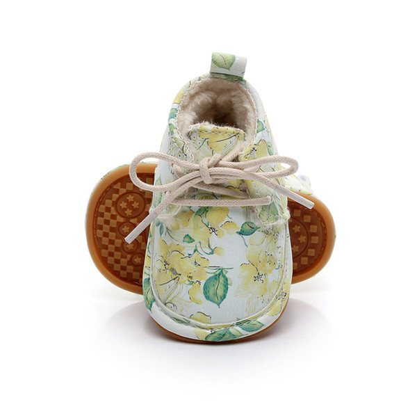 HONGTEYA Floral Winter Fur Baby Girls Boys Booties Rubber Sole Thick Snow Boots Fleece DHL Free Shipping