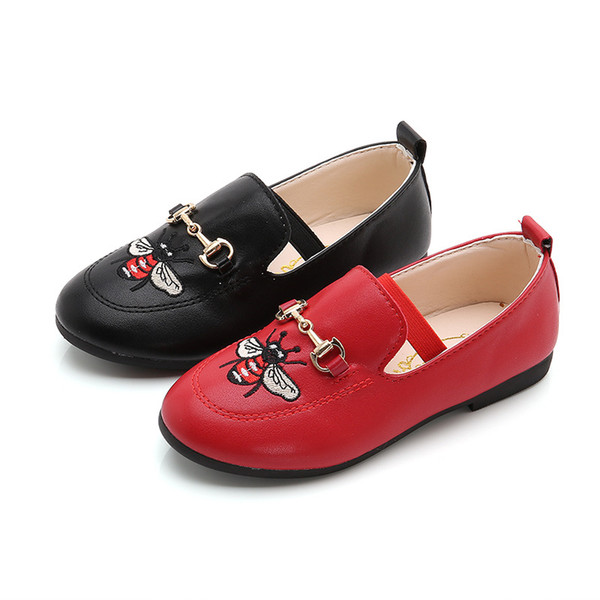 Kids Girls Boys Casual Shoes Cartoon Honeybee Soft Sole Children Leather Shoes Summer Autumn Flats Children Single Shoe 26-36