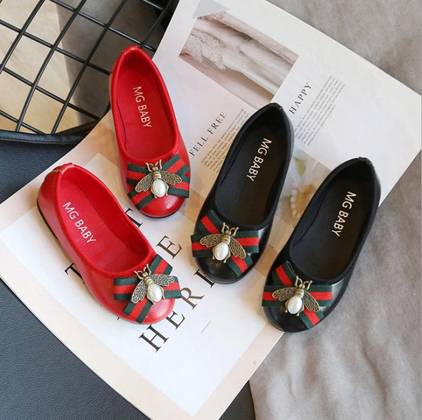 Girls Pu Leather Shoes Children Causal Shoes Girls Princess Bow Shoes Children Strap Flat Sneaker