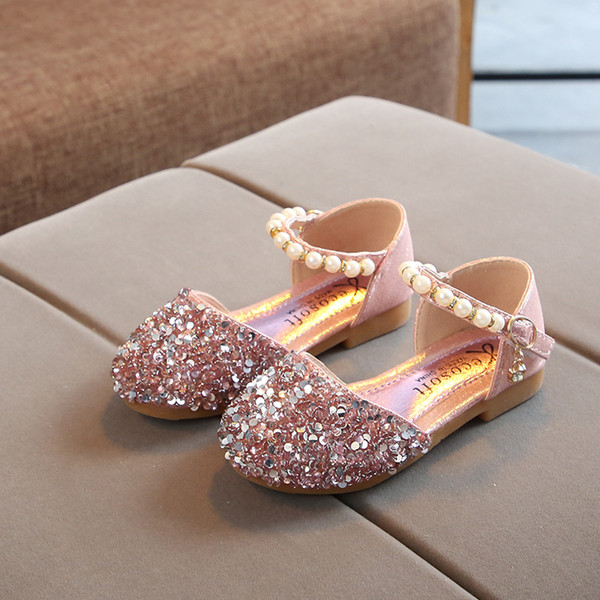 Princess Kids Leather Shoes For Girls Flower Casual Glitter Children Low Heel Girls Party Shoes Sequins Bow Butterfly Knot