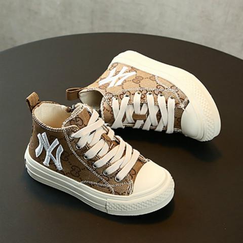 Children Fashion Canvas Shoes Boys Girls Student Side Zipper Shoes Young Youth Letter Embroidery Shoes