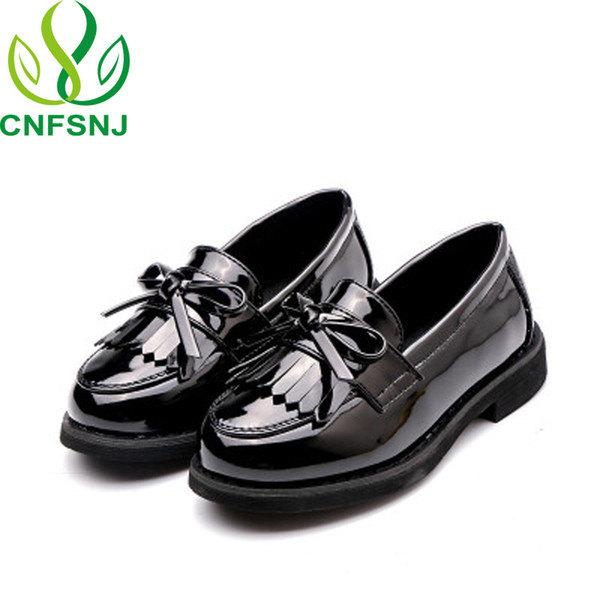 CNFSNJ 2018 new arrive spring autumn boys girls children PU leather shoes fringe kid oxford brand tassel bow flats shoes 26-36