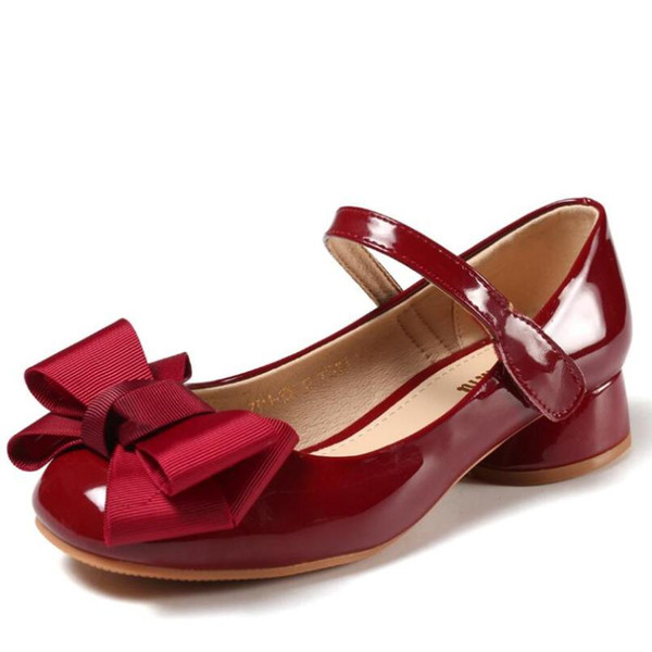 Kids Leather Shoes Girls Wedding Dress Shoes Children Princess Bowtie Leather Sandals For Girls Casual Dance Flat Sandals
