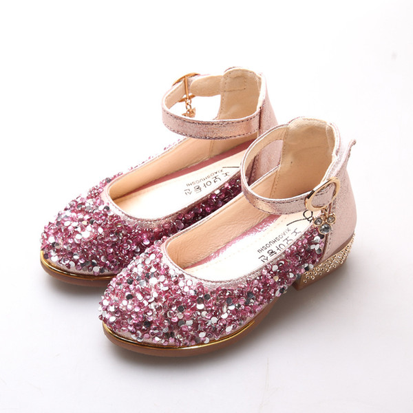 2019New Childrens Shoe Bling Bling high heeled shoes baby Girls Sequins Luxury princess shoes Dance Wedding Party for girl
