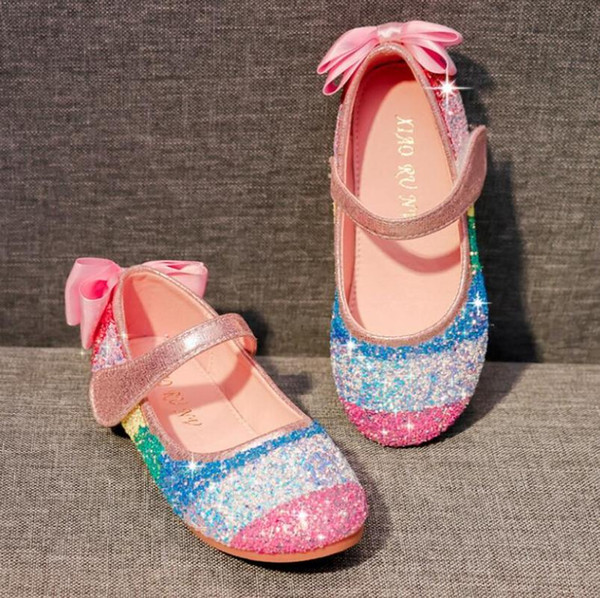 Princess Kids Leather Shoes For Girls Candy Color Casual Sandals Glitter Children Sandals Soft Kids Dance Performance Shoes