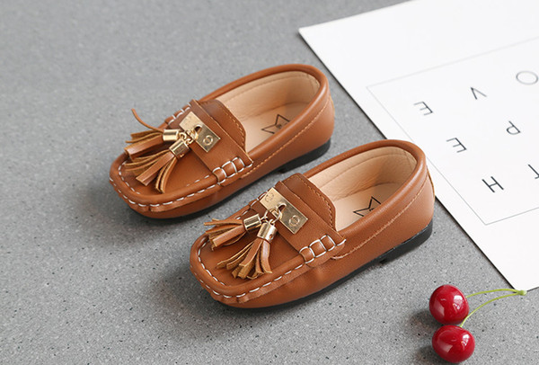 Christmas Children Peas New Boy Small PU British Wind leather Child loafers Soft bottom White toddler Casual shoes 21-30