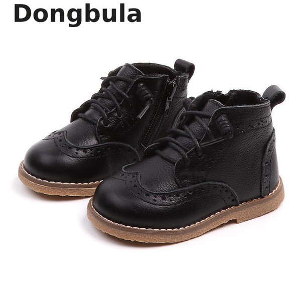 Winter Children Leather Bare Boots Wedding Dress Shoes Girls Boys Black School Performance Casual Shoes Soft Bottom Kids Boots