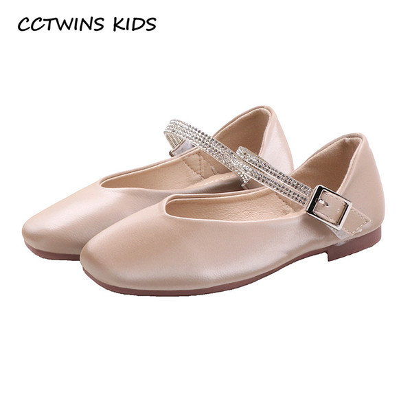 CCTWINS Kids Shoes 2019 Autumn Fashion Girls Black Princess Party Shoes Children Mary Jane Rhinestone Flat for Toddler GM2458