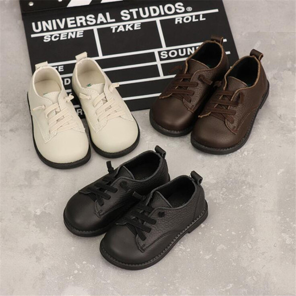 Spring new children's black small shoes boys girls students Genuine Leather performance shoe baby soft bottom casual sports shoe