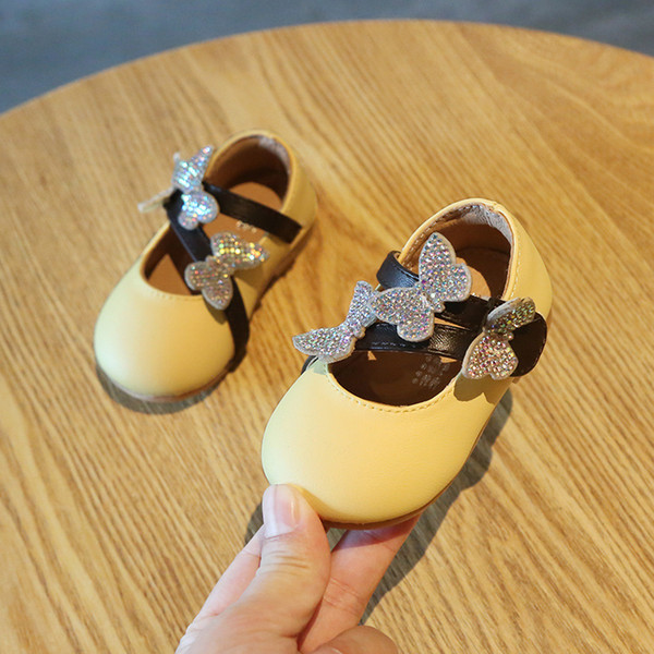 Princess Shoes Butterfly Sequins Baby Soft Bottom Shoes Girl Baby Leather