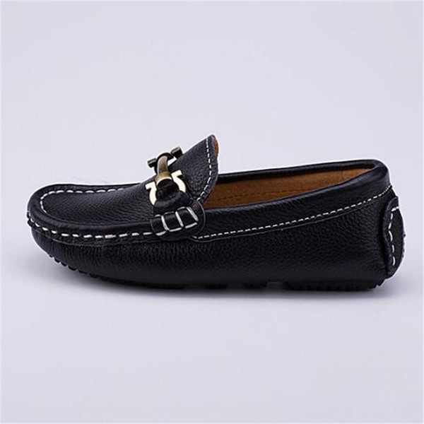 New Children Shoes Black White Genuine Leather Dress Toddler Baby Loafers Student Breathable Casual Spring/Autumn Kids Shoes 02B