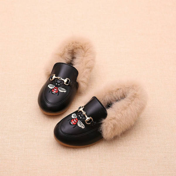 Girs Fashion Shoes New Arrival Bee Embroidery Girls Luxury Casual Flat Shoes 3 Colors Girls Princess Shoes Explosion Hot Sell 2020