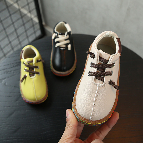 Scsech New Children Boys Leather Shoes Kids Shoes For Girls Vintage Oxford Casual Baby Toddler Spring Soft Flats LSH02