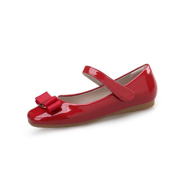 Girls Leather Shoes for Children Wedding Dress Princess School Shoes Kids Summer Bow-knot Black Student Flats Fashion AH-F001