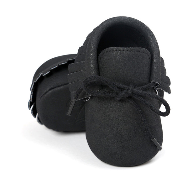 black color Baby Moccasin Baby First Walkers Soft Bottom Non-slip Fashion Tassels Newborn Babies Shoes