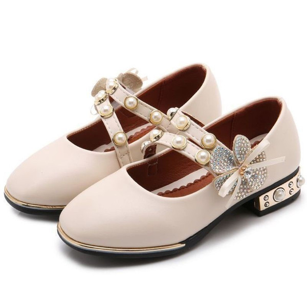 Children Kids Princess Leather Shoes Girl Bowtie Dance Wedding Party Shoes Child Sweet Flat Shoe size 26-36
